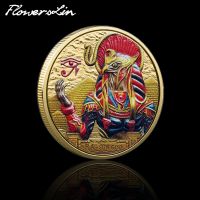 【CC】▩卍▧  Colorful Ancient Egyptian Painted Coin Ra-Sun Commemorative Coins Gold and Badge Metal Crafts Collectible