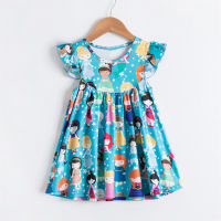 Floral Girls Anna Elsa Kids Princess Summer Cute Dress Letter Dresses Birthday Gown Party Clothes Vestidos 2-9T