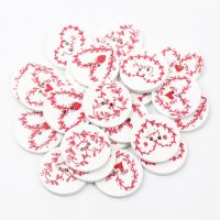 30pcs/lot 25mm Red Heart Paint Wood Buttons Needlework Round Buttons For Clothing Sewing Accessories Haberdashery Decorative Haberdashery