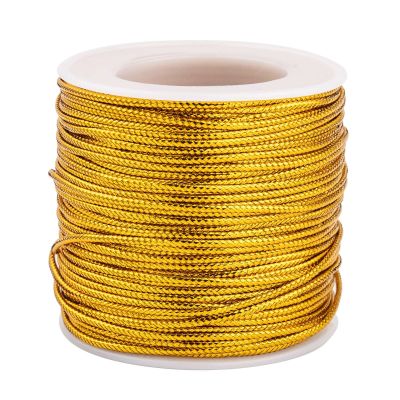 50M/roll 2mm Plastic Metallic Braided Thread Cord Golden Silver Color Beading String Thread Rope For Tag Line Bracelet Making