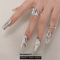 WANGXIY Metal Nail Art Ring Set Combination Joint Ring for Women INS Selling Trend Party Jewelry