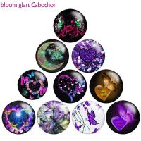 Purple Love  Round Photo Resin Glass Cabochon   Demo Flat Back Making Findings   N4341 Beads