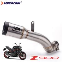 สลิปออนสำหรับ Kawasaki Z900 2017-2023 รถจักรยานยนต์ Ehaust ท่อไอเสียกลางเชื่อมต่อท่อไอเสียรถจักรยานยนต์คาร์บอนไฟเบอร์ + สแตนเลส Z 900