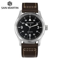 【YF】 San Martin 37mm Pilot Watch For Men 8215 Retro Mechanical Wristwatch Military Clock Automatic Waterproof 10Bar BGW9 SN0034B-1