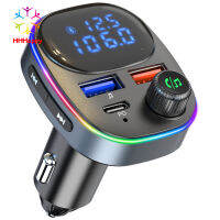 Bc82 Bluetooth-compatible 5.0 Car Kit Handsfree Fm Transmitter Receiver Dual Screen Display Pd Qc3.0 Fast Charger