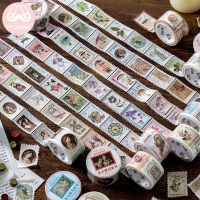 Mr Paper 8 Designs Retro Post Office Plant Stamp Tapes Scrapbooking Deco Sticker Masking Tapes Easy to Tear TV Remote Controllers