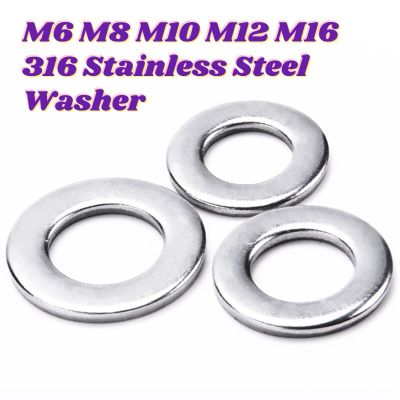 1/5pcs High Quality Precision 316 Stainless Steel Extra Large Screw Flat Washer Piece Meson Washer Round Type M6 M8 M10 M12 M16 Nails  Screws Fastener