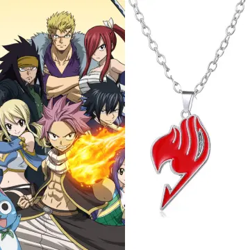 Anime Fairy Tail Ring Necklace Set Cosplay Alloy Pendant Jewelry  Accessories With Box Unisex Souvenir Gift