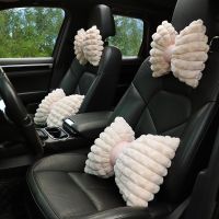 Car Headrest Winter Rabbit Fur Car Comfortable Warm Neck Pillow Cushion Creative Head Pillow Lumbar Support Girls Car Supplies