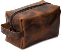 กระเป๋าหนังแท้ใส่ของใช้ส่วนตัวสุภาพบุรุษ Main Street Forge Dopp Kit | Premium Full Grain Leather Toiletry Bag for Men Made in USA Travel Pack for Shaving Essentials &amp; Accessories | Lightweight Bathroom &amp; Shower Case