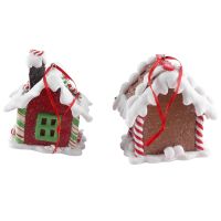 2Pcs Christmas Gingerbread House Mini Fairy Figurines Miniature Decoration Tabletop Miniatures Christmas Houses