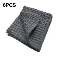 6pcs Kitchen Cleaning Rags Microfiber Solid Bathroom Waffle Weave Dish Cloth Ultra Absorbent For Cars Washing Multipurpose