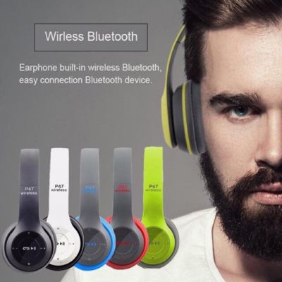 SY แท้100% P47 Wireless Headphones หูฟังบลูทูธไร้สาย คมชัดพลังขับขนาดใหญ่ สะใจ รับสายสนทนา เพิ่ม SD Card ได้ด้วย