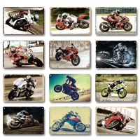 Motorcycle Vintage Paintings Wall Metal Plates Home Decor Tin Plates Decorative Wall Plates Signs Baking Trays  Pans