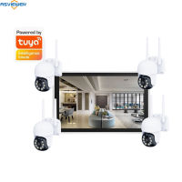 Tuya ชุดอุปกรณ์ไร้สาย NVR CCTV WiFi กล้อง PTZ 3.0MP LCD NVR 10.0นิ้ว,ระบบรักษาความปลอดภัยกล้องวิดีโออัจฉริยะ AR-TY-NVK6316PH