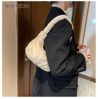 MOUSSON กระเป๋าถือกระเป๋าผ้ากำมะหยี่ผู้หญิงกระเป๋าสะพายข้าง MOUSSON