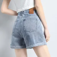 Denim Shorts Womens Loose Wide-Leg Summer 2022 New Korean Version Of High-Waist Slim Three-Point Pants All-Match A-Line