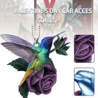 Flower Rose Car Interior Rearview Mirror Charms Ornament Automotive Pendants Decorative Car Bag Backpack Pendant Festivails Gift