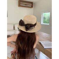 FEYUOES~Designer Bow Flat Top Hat 23S New Summer Sunshade And Sunscreen Hat Womens Sun Hat