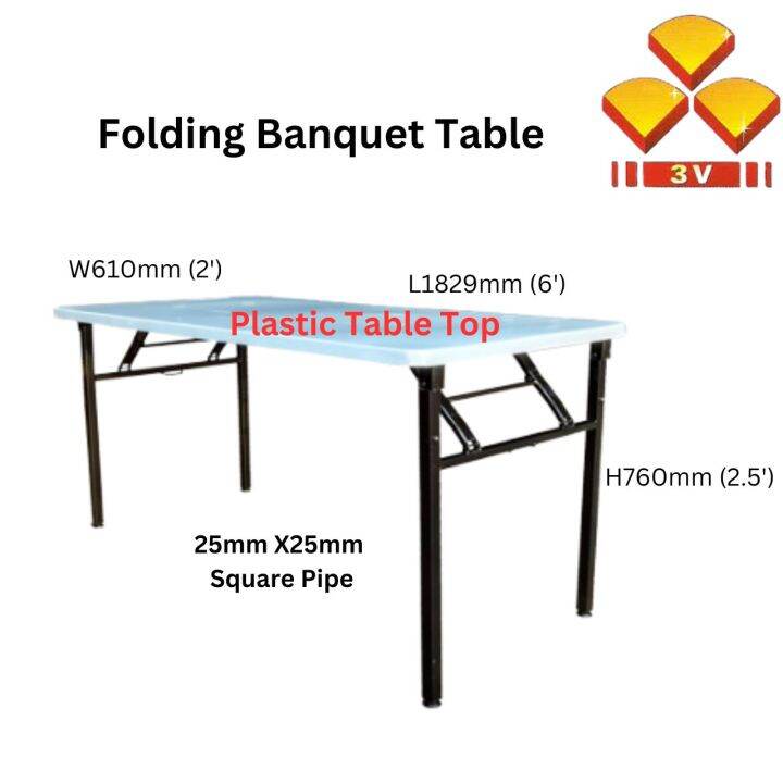 3V 2' x 6' Meja Lipat / Foldable Table / Folding Banquet Table ...