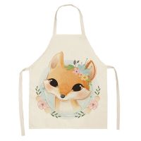 Kitchen Aprons Housewife Apron Cooking Animal Cotton Linen Home Textile Fox Rabbit Lion Antifouling Chef