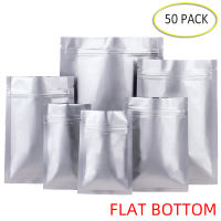 【cw】50PCS Aluminum Foil Flat Bottom Ziplock Bags Thick Food Storage Bag Vacuum Sealer Food Packaging Tea Avoid light Proofhot