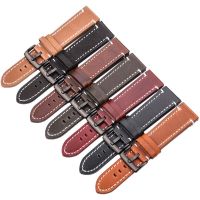 Genuine Leather Watch Band Strap Manual Men Thick 7 Colors 18mm 20mm 22mm 24mm Watchbands Stainless Steel Buckle Accessoriesby Hs2023