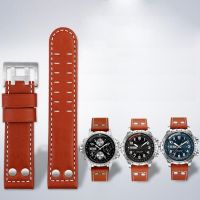 ↂ สำหรับ Hamilton Khaki Aviation นาฬิกา H77616533 H77616533 สายนาฬิกาหนังแท้ Jazz Field Men WatchBand 20 22 สไตล์ทหาร