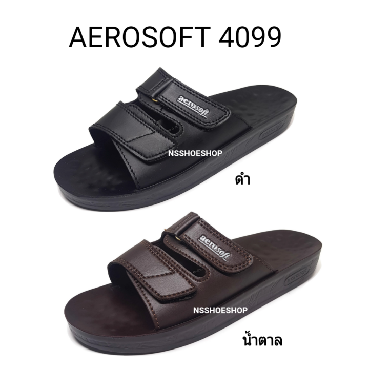 aerosoft-แอโร่ซอฟ-รุ่น-4099-เบอร์-38-43-รองเท้าแตะ-ผู้ชาย-สีดำ-สีน้ำตาล