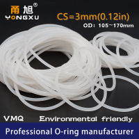 แหวนซิลิโคนสีขาวซิลิโคน/VMQ CS3mm O-ring Seal OD105/110/120/130/135/140/150/170*3mm O Ring Seal ปะเก็นยางแหวนเครื่องซักผ้า-Zkeir