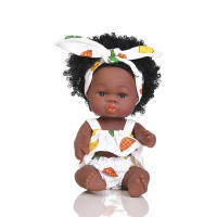 35CM American Reborn Black Baby Dolls Bath Play Full Silicone Black Reborn Dolls Summer Dress Baby Africa Doll Toy Girl Kid Gift