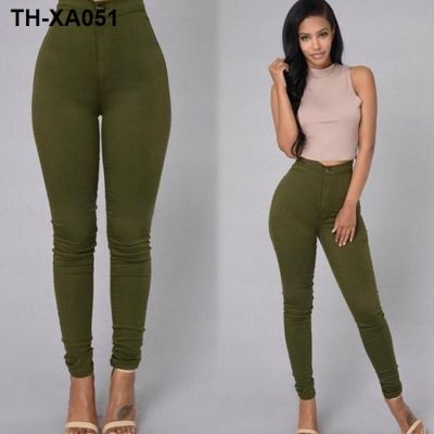 ∋ Womens solid color elastic candy color thin pants pencil slim fit pencil pants leggings thin section explosive style