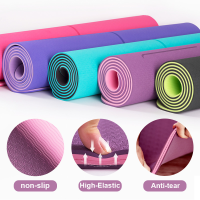 6Mm Yoga Mat Double-Layer Two-Color Tpe Anti-Skid Sports Fitness Exercise Pilates Gym Mat For Beginners Protection Exercise Mat