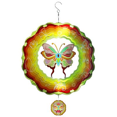 1 PCS 3D Rotating Wind Chime Color Pendant Butterfly Wind Chimes Outdoor Hanging Decoration Metal