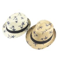 Summer Children Straw Hat Print Baby Hats Kids Boys Panama Jazz Hat Outdoor Sun Beach Cap Cups