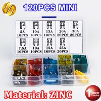 120pcs MINI Car Fuse 5A 7.5A 10A 15A 20A 25A 30A Amp with Box Clip Assortment Auto Blade Type Fuses Set Vehicle Boat Truck SUV