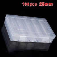 100PCS 25mm Transparent Coin Cases Holder Coin Collecting Box Case Coins Storage Capsules Protection Boxes Container Tool Storage Shelving