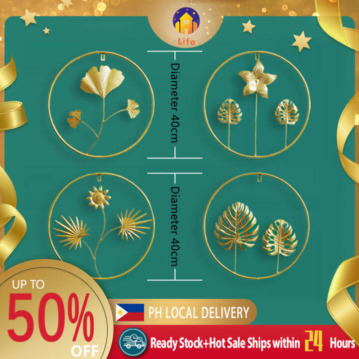 【Manila Delivery】40cm/15.75in Round Leaf Shape Wrought Iron Wall