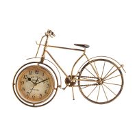 Vintage Iron Bicycle Type Table Clock Classic Non-Ticking Silent Retro Decorative Bike Clock For Living Room Study Room Cafe Bar Office Ornament Gifts Antique Copper-Colored