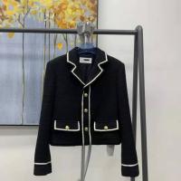 Runway Fall Korean Streetwear Tweed Elegant Jacket Coat Womens Long Sleeve Vintage Outwear Female Woolen Crop Tops