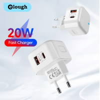 Elough 38W ที่ชาร์จชาร์จเร็วง่ายต่อการพกพาพอร์ตคู่ QC3.0 PD20W ที่ชาร์จความเร็วสูงสำหรับ Xiaomi Samsung Huawei แอปเปิ้ล