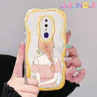 Jjlingji เคสสำหรับ OPPO F11 Pro A9X A9 2019เคสแฟชั่นด้านหลังเงาผู้หญิงลายคลื่นเนื้อครีมกันกระแทกแบบใสนิ่มเคสมือถือโปร่งใสลายกล้องถ่ายรูปที่สร้างสรรค์เคสป้องกันซิลิกาเจล