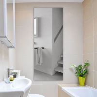 【LZ】✕  40X122cm Silver Color Soft Mirror Bathroom Wall Sticker Wont Break Mirror Peel   Stick Waterproof Bendable PET Wall Decals