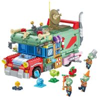 Plants Vs. Zombies Building Block Space-Time Shuttle Mech Rugby Small Particles 5-In-1 Mecha Zombie Boss Child Gift Shoot Toys