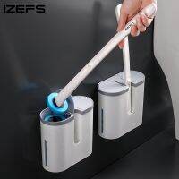 IZEFS Disposable Toilet Brush With One-Time Brush Head Wall-Mounted Cleaning Tool With Cleaning Fluid Bathroom Accessories Sets