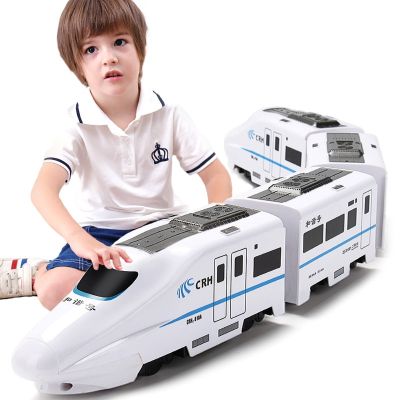 รถไฟจำลองรถไฟความเร็วสูง1:8รถไฟรถไฟของเล่นเสียงไฟฟ้ารถไฟของเล่นรถเด็กตัวต่อโมเดล