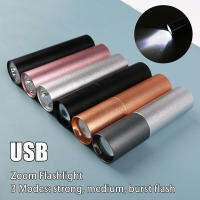 กันน้ำมินิไฟฉาย LED USB ชาร์จซูมไฟฉาย3โหมดแสงสำหรับตั้งแคมป์กลางแจ้ง