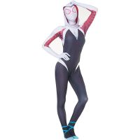 Spiderman Zentai Bodysuit Superhero Gwen Stacy Cosplay Costume Jumpsuit Mask Suit Girls Woman Bodysuit Halloween Adult Child