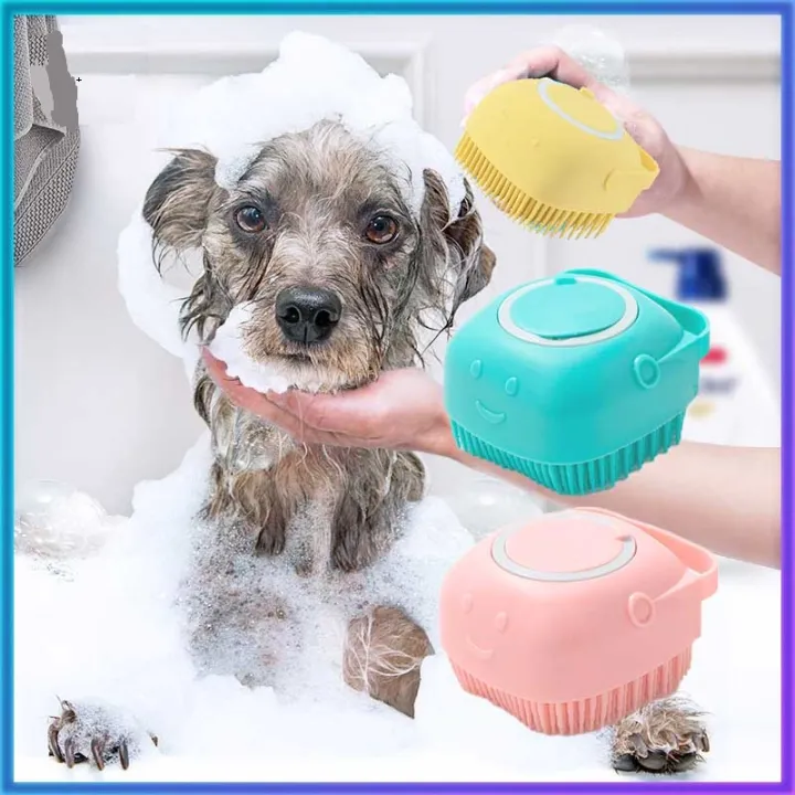 Pet grooming bath shampoo dispenser brush comb dog cat shower brush