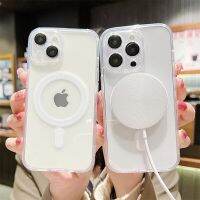 Floveyoo เคสชาร์จไร้สายแม่เหล็กสำหรับ Magsafe ของแท้สำหรับ iPhone 14 13 12 11 Pro Max พร้อมฝาปิดอะคริลิคป้องกันเลนส์